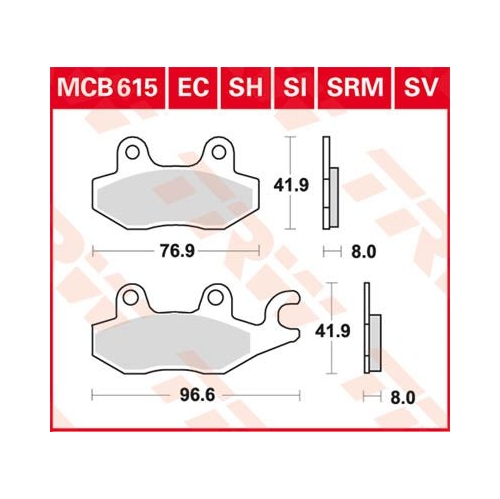 Piduriklotsid TRW MCB615