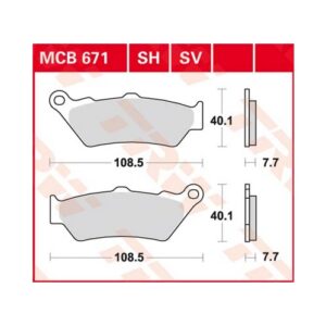 Piduriklotsid TRW MCB671SV