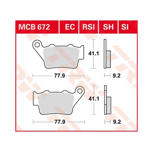 Piduriklotsid TRW MCB672SH