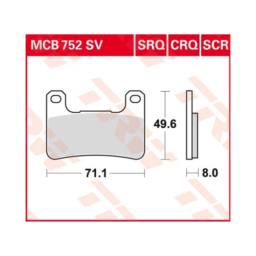 Piduriklotsid TRW MCB752SV